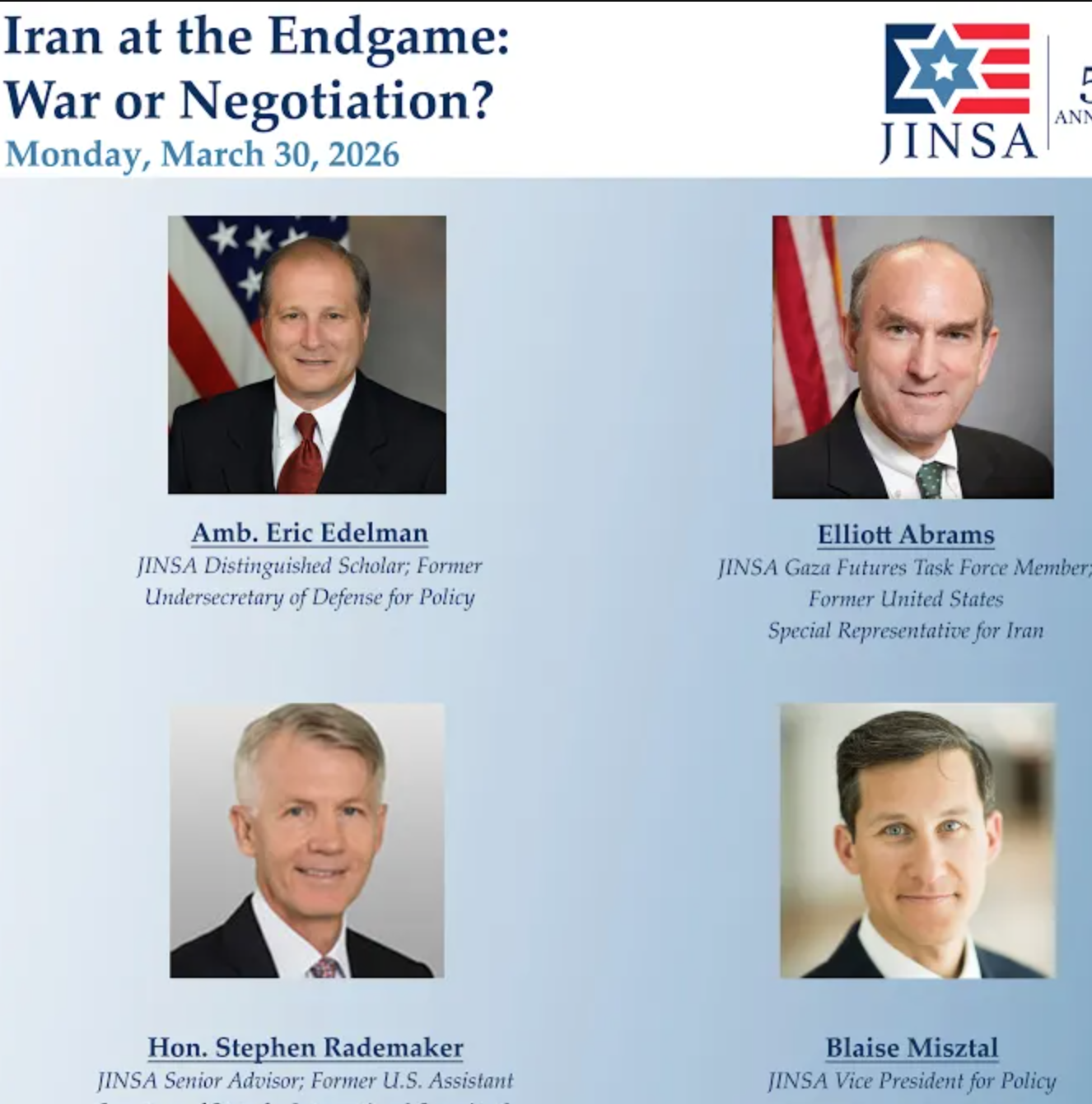 Watch Webinar - Iran at the Endgame - JINSA