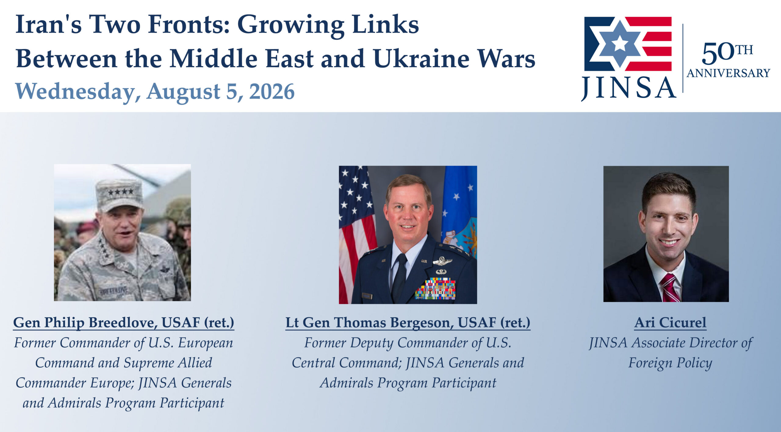 Watch Webinar - Iran's Two Fronts: Growing Links Between the Middle East and Ukraine Wars - JINSA